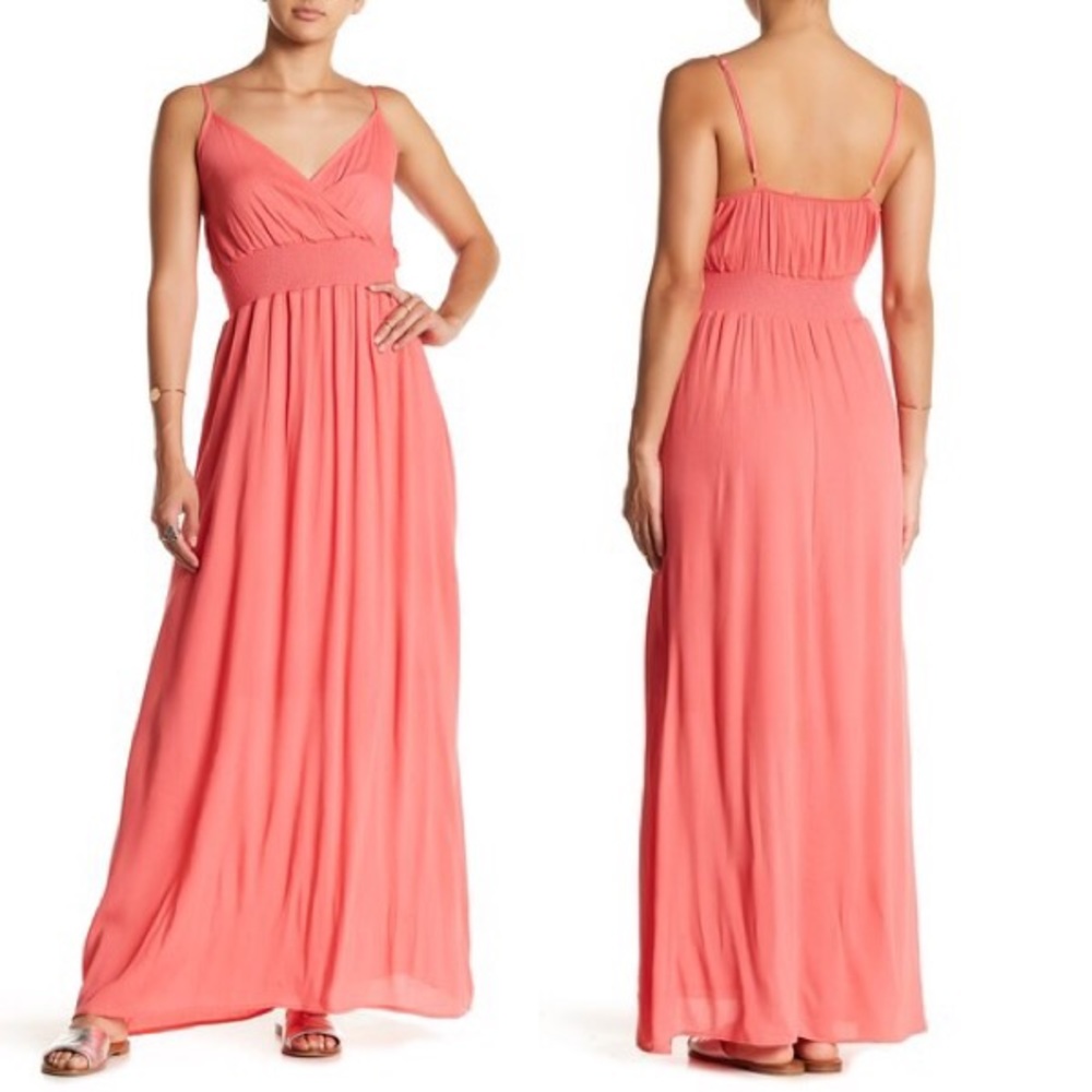 West Kei Gauze Maxi Dress V-Neck Sleevelss Pink
